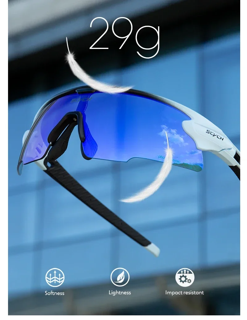 SCVCN Photochrome Fahrradbrille Sonnenbrille für Herren Fahrrad-Straßenbrille für MTB UV400 Brille Damen Rennrad Wanderbrille – Detail 12