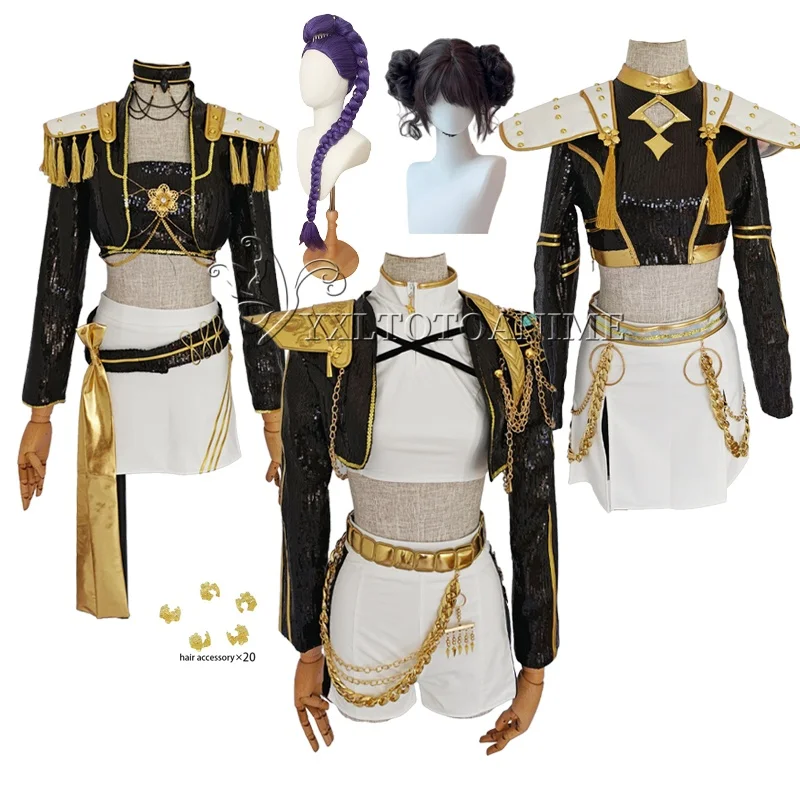 

2025 Руми Зои Мира Косплей KPop Охотники на демонов Косплей Костюм Парик Женский Черный Золотой Костюм Хэллоуин Ролевая Вечеринка Наряд