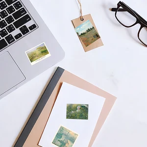 Ölgemälde Themenaufkleber, Feld, Weg, Lagune und andere, dekoratives Notizbuch, Wasserflasche, Skate, klassisches Spielzeug, DIY -Decalque, 46pcs 8 Hauptaufkleber für Schmerzen - №6