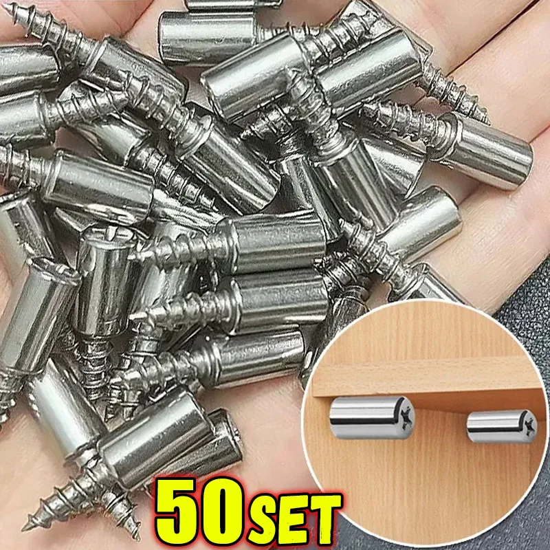 Parafuso auto-roscante cruzado com manga de borracha, suporte laminado, casa, armário, vidro, duro, antiderrapante, unhas divisórias, 50, 4set