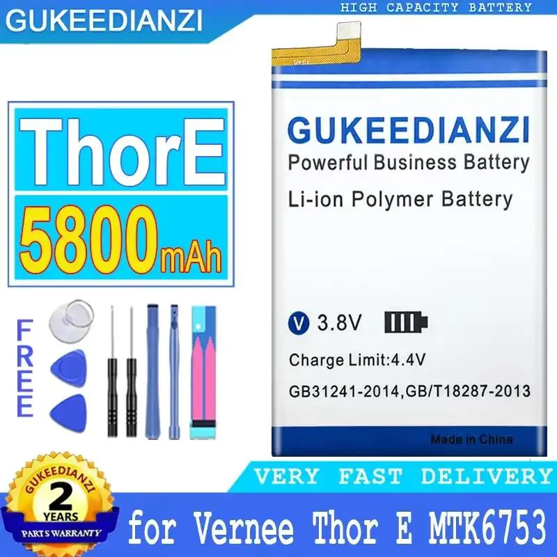 5800mAh Good Low-Temperature Performance Thore For Vernee Thor E MTK6753 Mobile Phone Battery