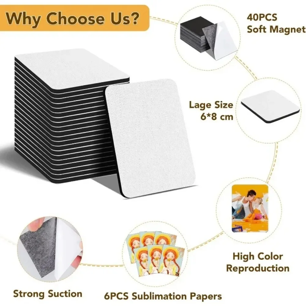 20/1PCS DIY Magnetic Refrigerator Sticker Blank Heat Transfer Printing Magnetic Sticker Personalized Sublimation Fridge Magnets