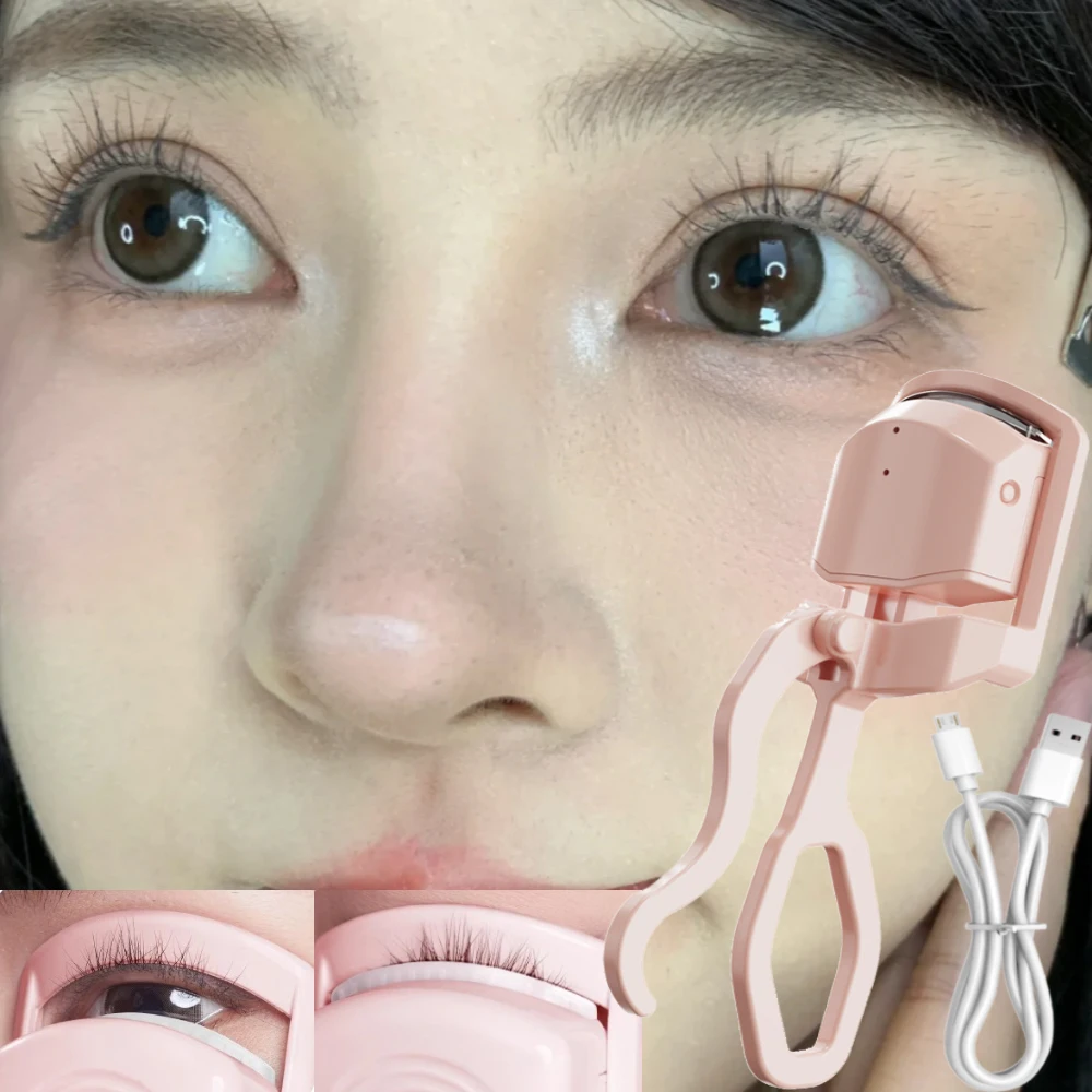 Pink USB Electric Eyelash Curler Charging Model Fast Heating Portable Shaping and Lasting Quick Preheating Curling Eyelash Clip