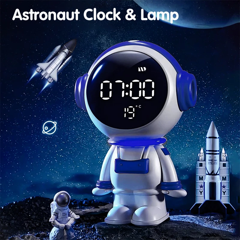 Astronaut Electronic Display Clock Creative Boy's Room Decoration Child's Wake-Up Alarm Clock Student Desk Ornament