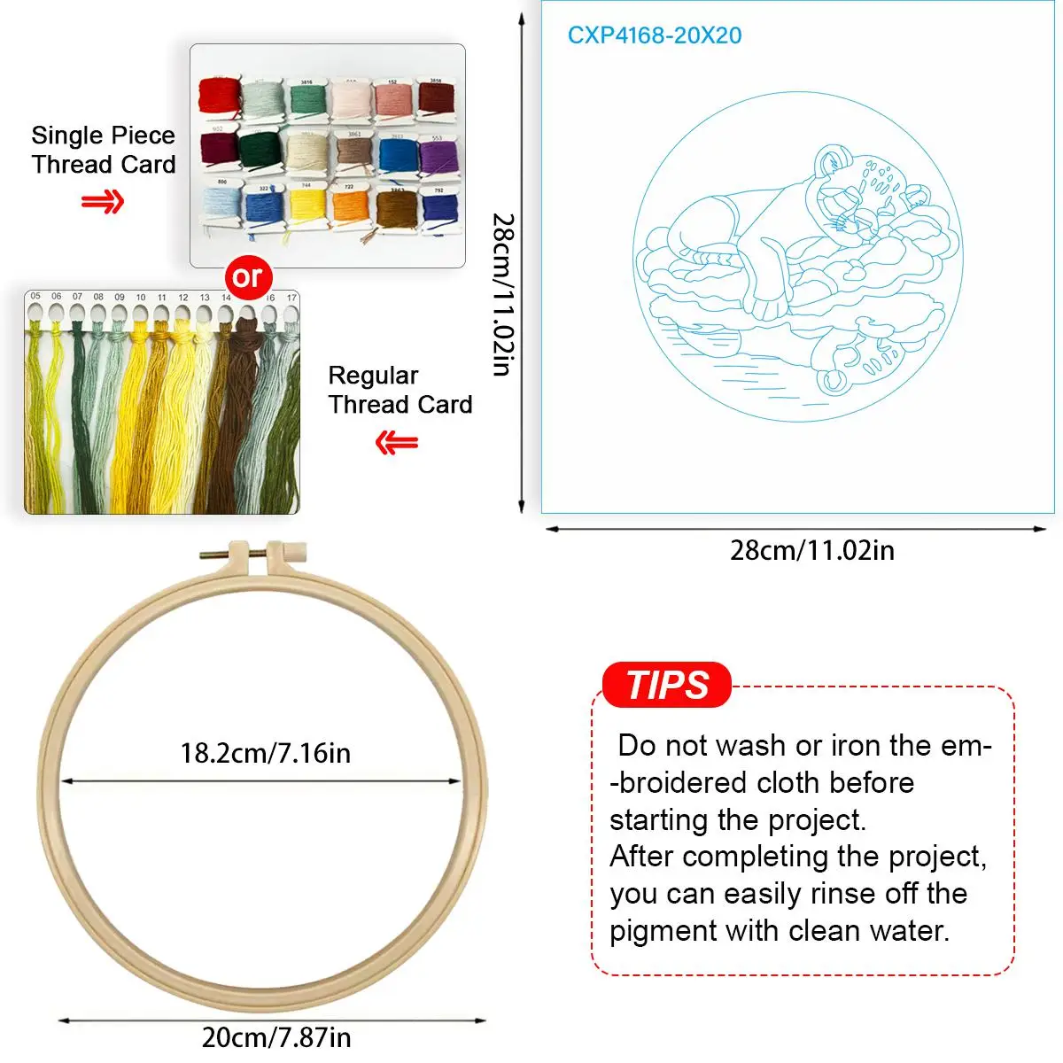 1 Stück 20X20CM/15X15CM 7,87/6,3 Zoll Löwen-Stickerei-Starter-Kit DIY-Kit DIY-Stickerei-Set für Anfänger – Detail 4