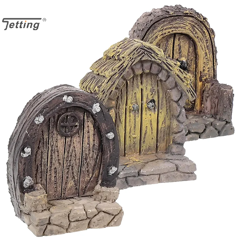 3Pcs Small Door Frame Accessories Mini Rustic Resin Tree Stump Decorations Crafts Mini Landscape Ornaments Home Decor