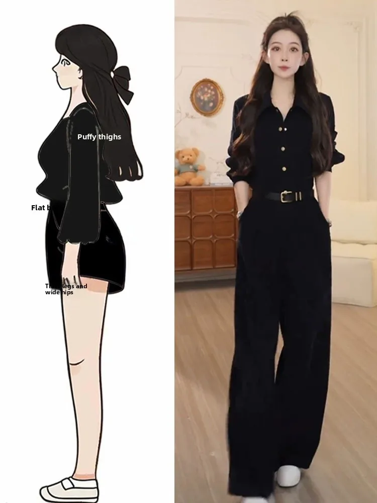 

Faionable Casual Jumpsuit Women's High Waist Long Sve Breathable Comfortable Autumn Spring New Sle Slimming High Risen