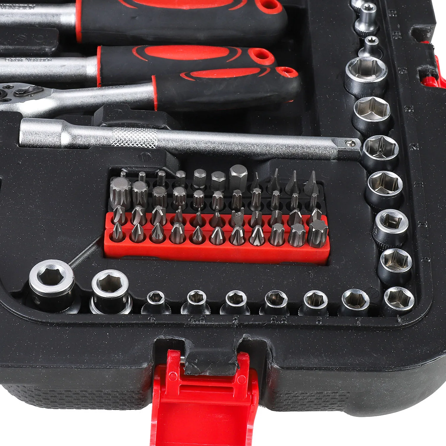 215-Piece Professional Socket Set With 1/4, 3/8, 1/2 Inch Drive Ratchets/Torx Bits, Wrenches, And Extension Bars In Molded Case