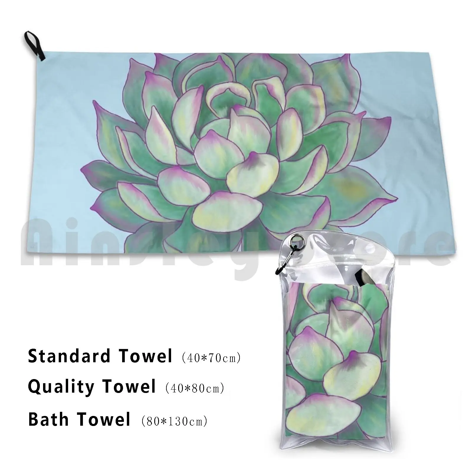 Succulent Plant Custom Towel Bath Towel Plants Succulents Desert Nature Garden Cactus Green Flower Floral