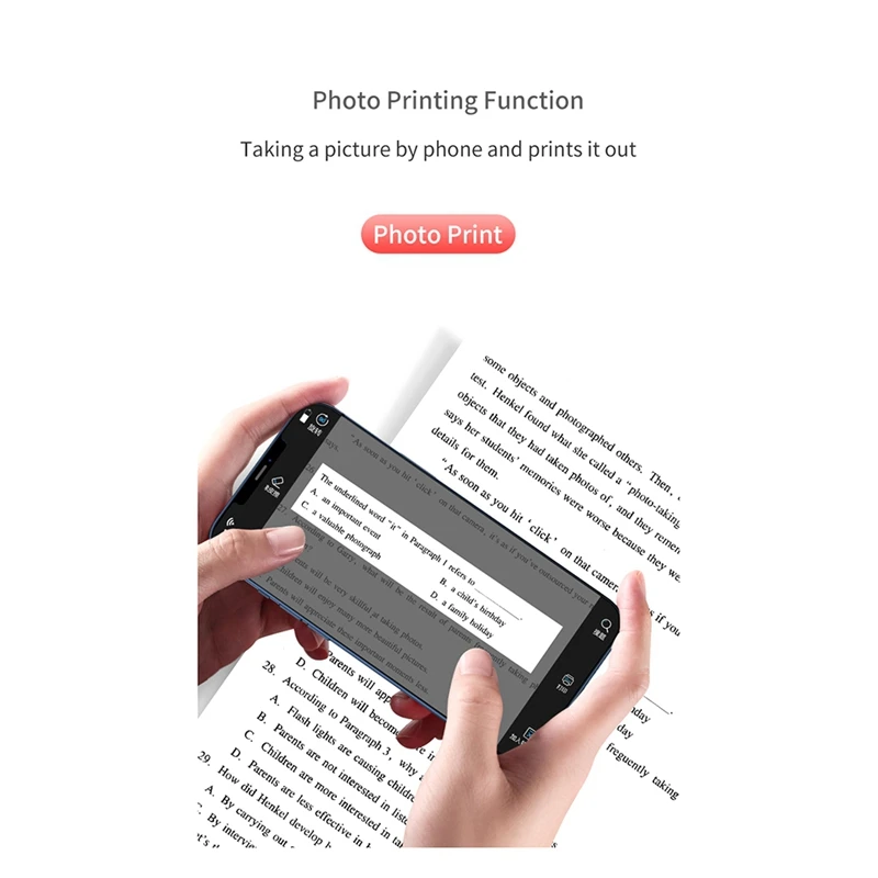 Mini Pocket Label Printer, Inkless, Sem fio, Bluetooth, Tags térmicas, Embarque Pass, Note Photo Printing, Portátil