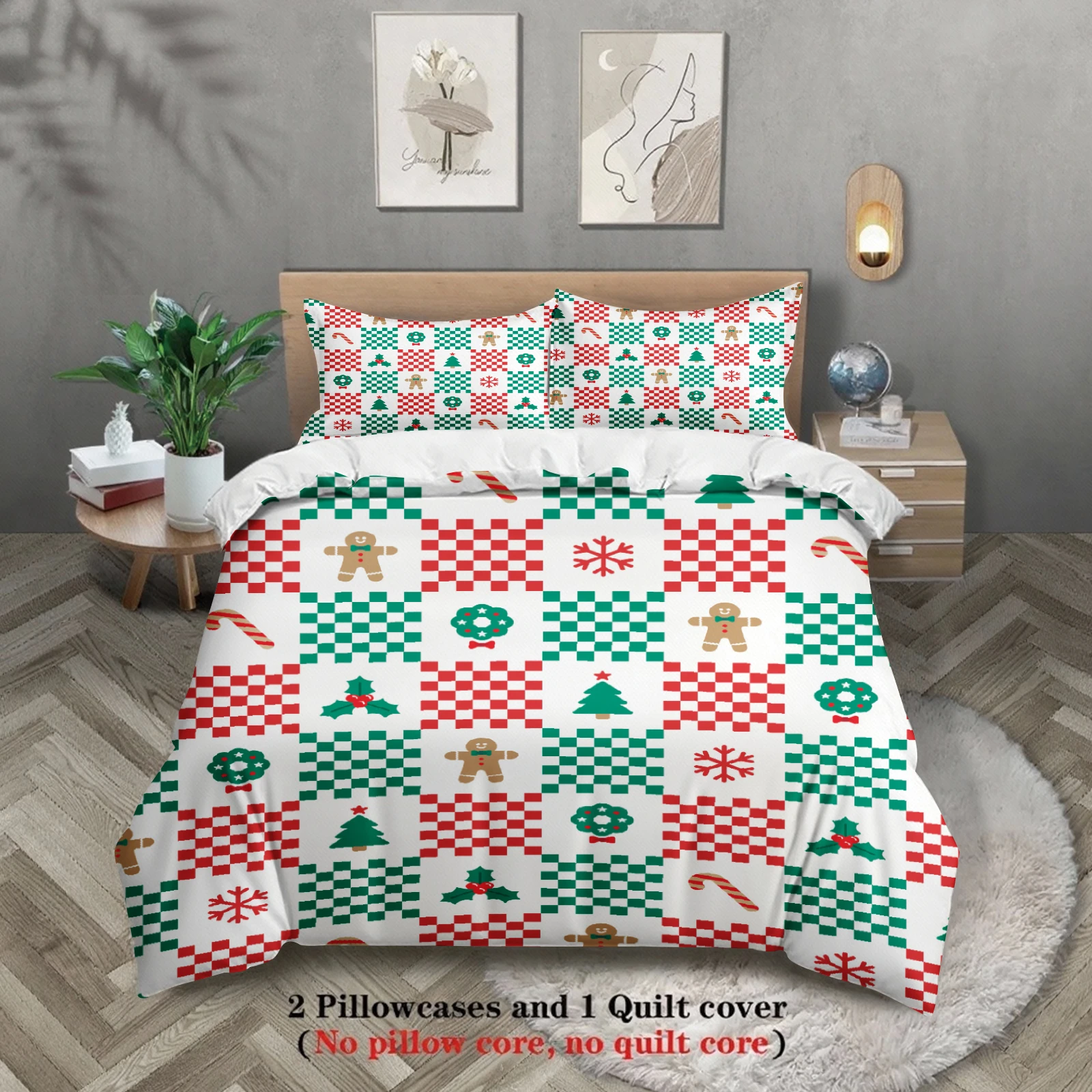 Merry Christmas Bedding Set Christmas Tree Duvet Cover Set Single Twin Queen King Size No Filling Christmas Gift For Home Decor