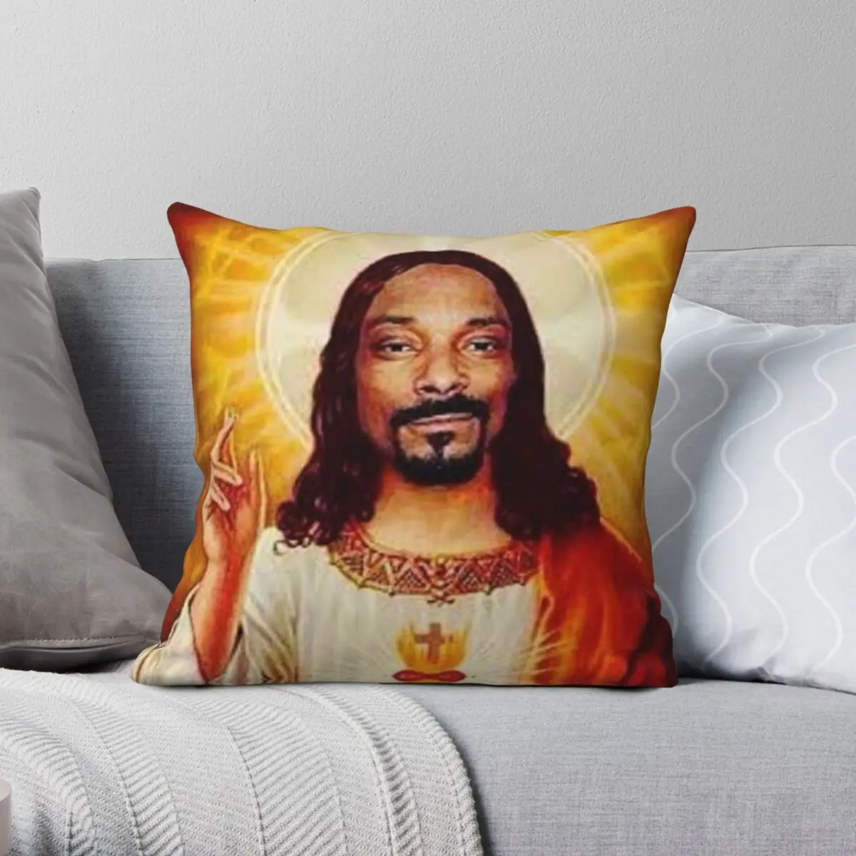 

Snoop Dogg Goes Jesus Square Pillowcase Polyester Linen Velvet Creative Zip Decorative Throw Pillow Case Home Cushion Case 45x45