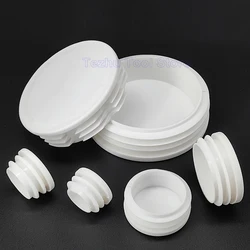 White Round Plastic Blanking End Caps Tube Pipe Inserts Plug Bung Non-Slip Chair Foot Plugs Pads Sealing Cover Dia 16mm-100mm