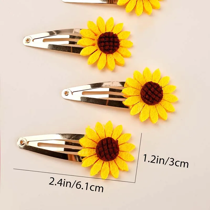 ncmama 6PCS Yellow Sunflower Hair Clips for Baby Girls Cute Flower Barrettes Sunflowers Hairpin Kids Headwear Hair Accessories