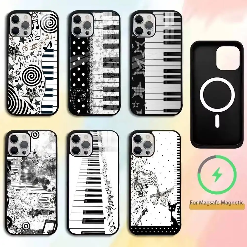

Ins Niche Design Cute Piano Phone Case For iPhone17,16,15,14,13,12,11 Plus,Pro Magnetic For Magsafe Wireless Charging