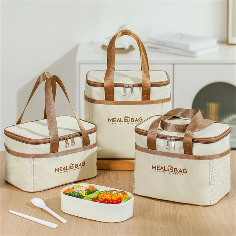 Saco de almoço quadrado isolado para mulheres e crianças, refrigerador, saco térmico, caixa Bento portátil, bolsa de gelo, bolsa de comida de trabalho