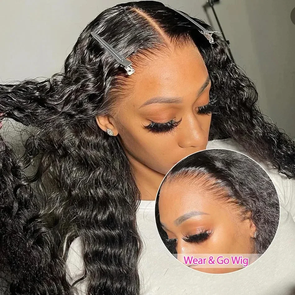 

Bling Hair 6X4 Glueless Wigs Human Hair Deep Wave Lace Wig 180% Density Curly Human Hair Wig Pre Plucked 5x5 lace closure wig
