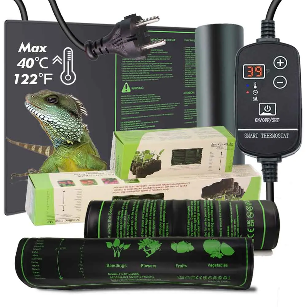 7-100W Plants Heating Pad with 16℃ to 40℃ Adjustable Thermostat Indoor Garden Grow Seedling Nursery Waterproof Reptile Heat Mat