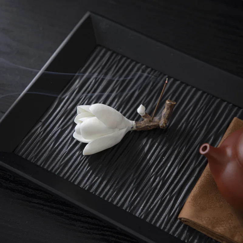 Gardenia Incense Holder, Ceramic Stick Incense Stand, Pen Rest, Tea Set Accessory, Tea Table Desktop Decor Ornament