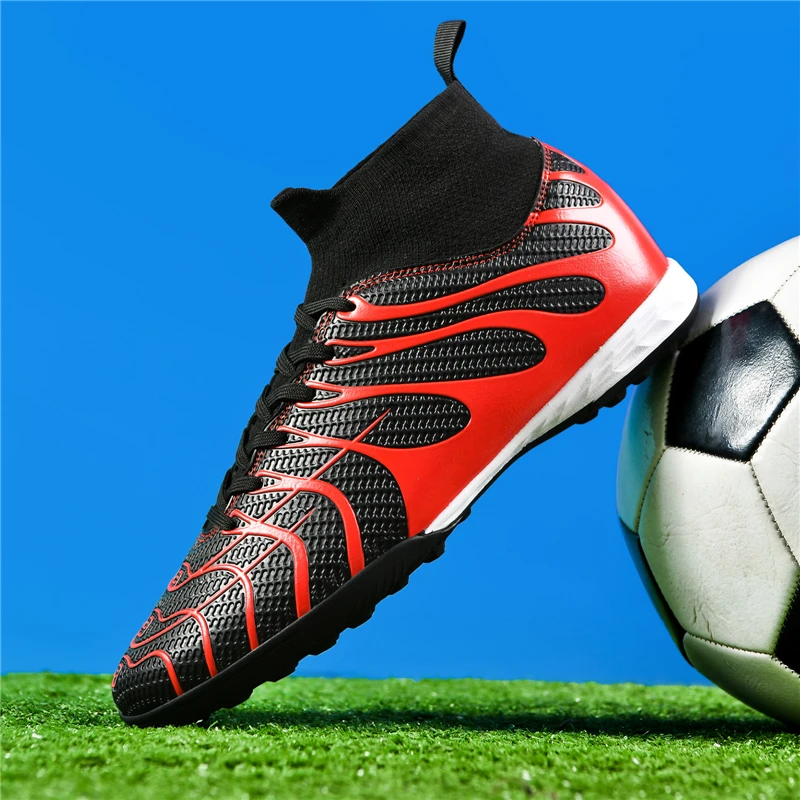 2024 Men\'s Soccer Shoes Large Size Ultralight Football Boots Boys Sneakers Non-Slip AG/TF Soccer Cleats Ankle Boots Unisex