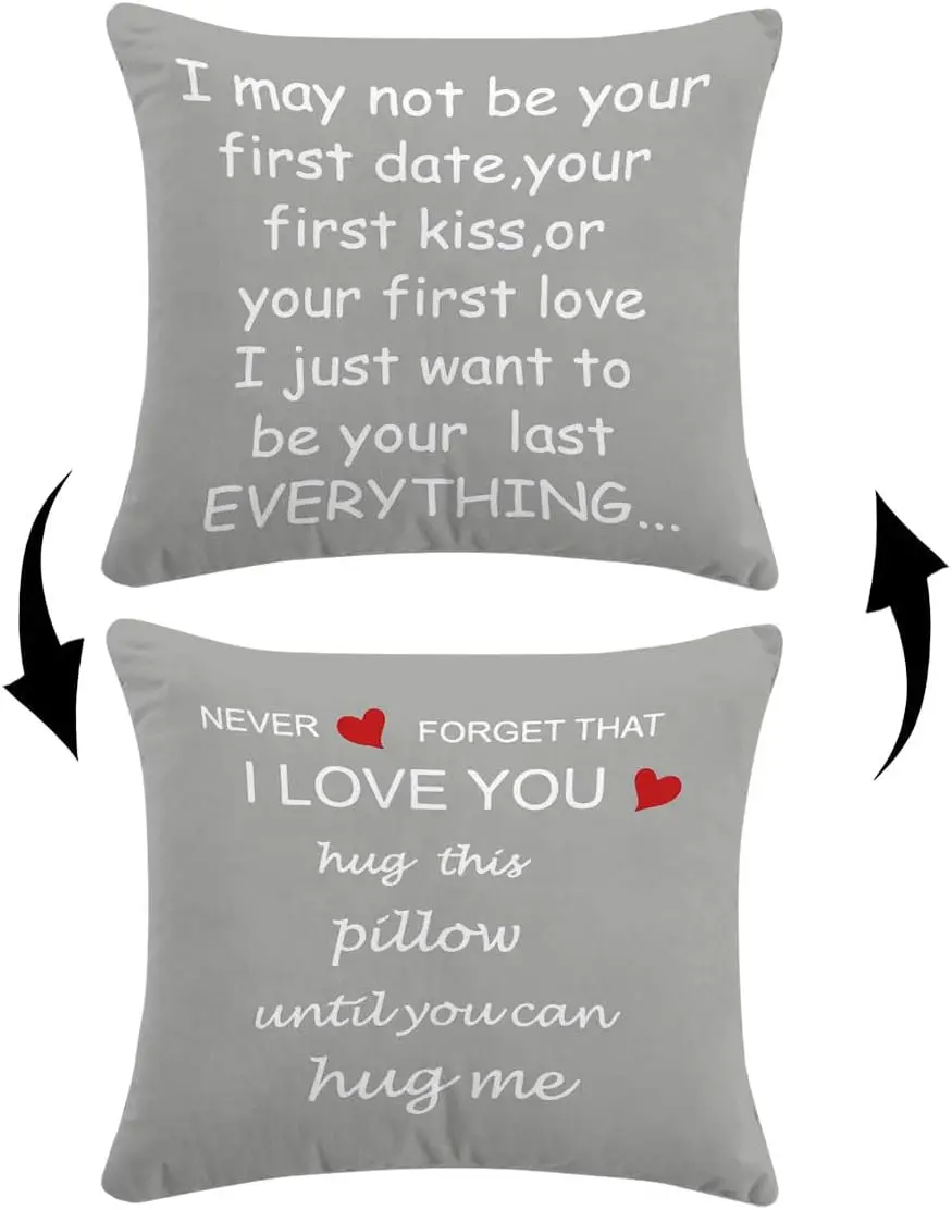 

Never Forget I Love You Hug Pillow, Reversible Decor Throw Pillow Case 18x18, Gift for Long Distance Relationship, Gray