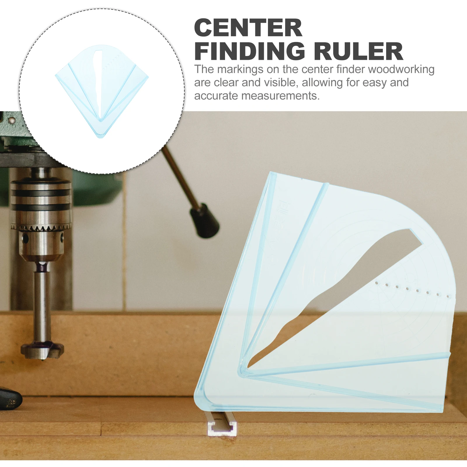 

Plastic Center Ruler for Woodworking Clear Markings Lightweight Portable DIY Projects Metalworking Crafting Square Tool