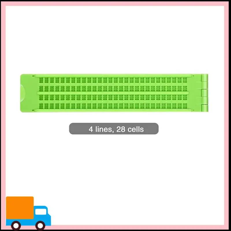 لوحة كتابة برايل احترافية مكونة من 4 خطوط مكونة من 28 خلية مع قلم برايل برايل مع ممارسة محمولة لمستلزمات التعلم العمياء