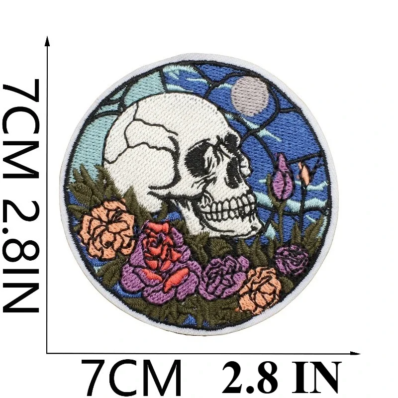 Skull Love Embroidery Cloth Sticker Couple Skull Patch Sticker Romantic Rose Computer Embroidery Label Spider Chapter Boy