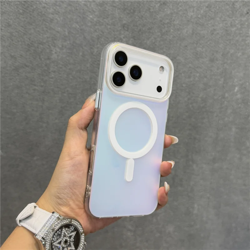 

Luxury Aurora Laser for Magsafe Wireless Charge Case For iPhone 17 16 15 14 16Pro Max Matte Magnetic Shockproof Armor Case