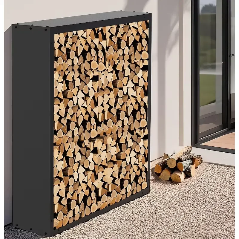 Good Price of New Design Top Notch Modern Log Holder Anthracite Grey Black Alloy Steel 155x35x155cm