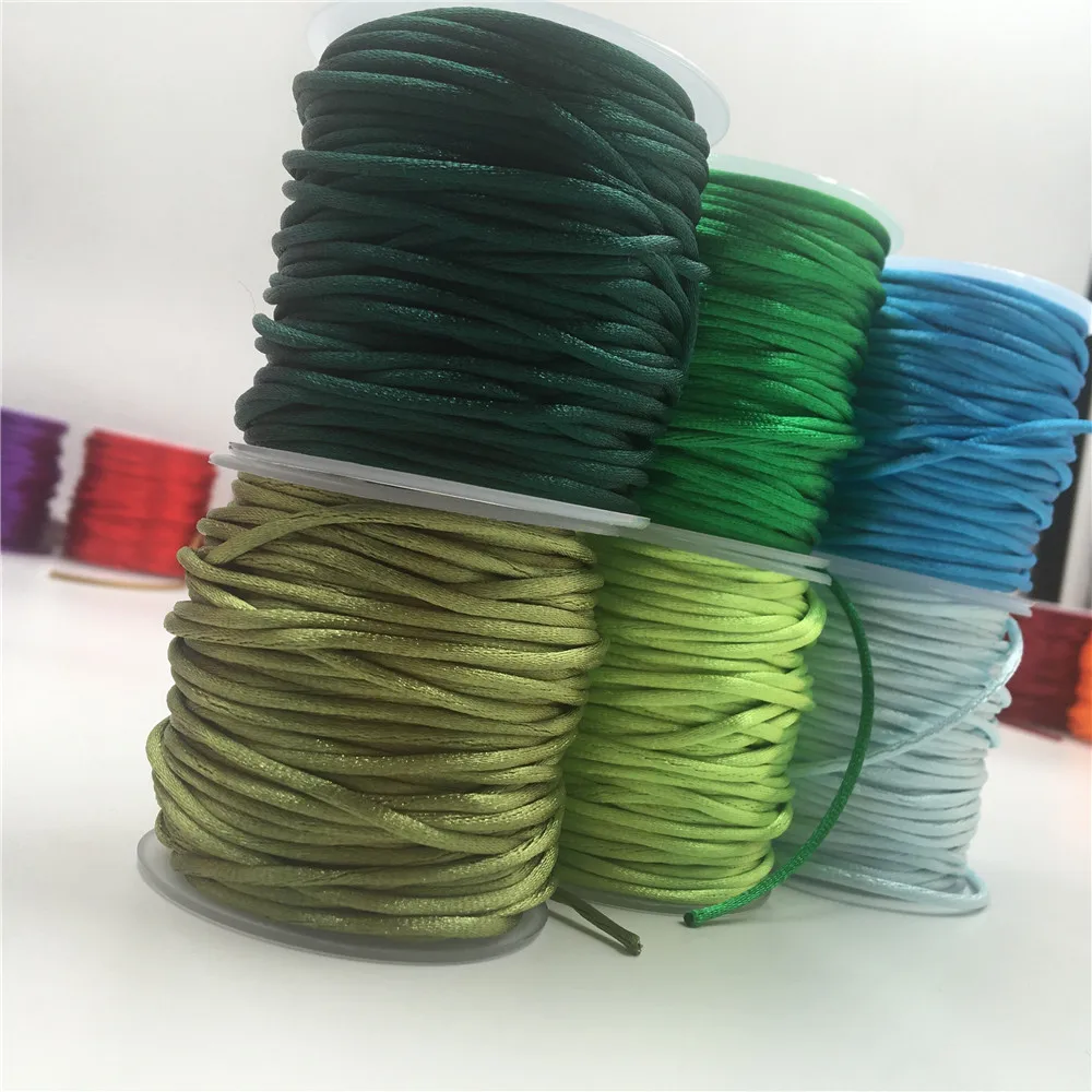 2mm 30meters/roll Rattail Satin Cord Thread Chinese Knot Macrame Bracelet Braided String DIY Tassels Beading Thread