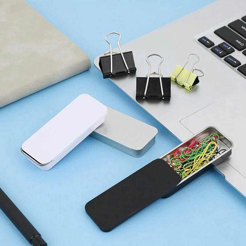 3 PCS Metal Slide Top Tin Containers, 3.14 X 1.33 X 0.47 Inches Portable Tins Container, Rectangular Empty Containers