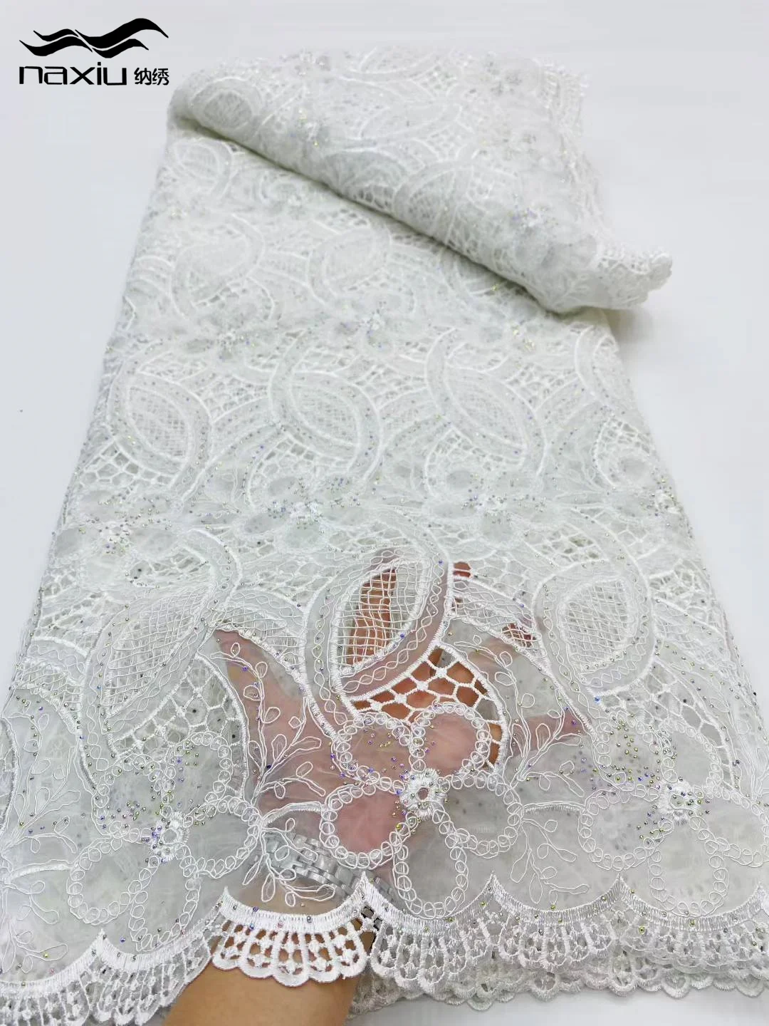 

Madison модная африканская кружевная ткань высокого качества с французскими камнями, роскошный тюль, нигерийская сетка с блестками, кружевная ткань, свадебное платье