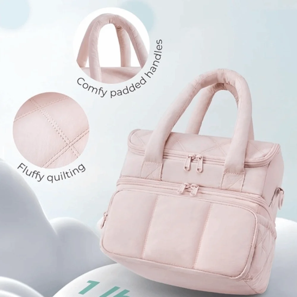 Bolso con compartimento para vaso, bolsa de almuerzo gruesa para preservación del calor, bolsa de Picnic de doble capa, bolsa refrigeradora de gran capacidad, uso diario