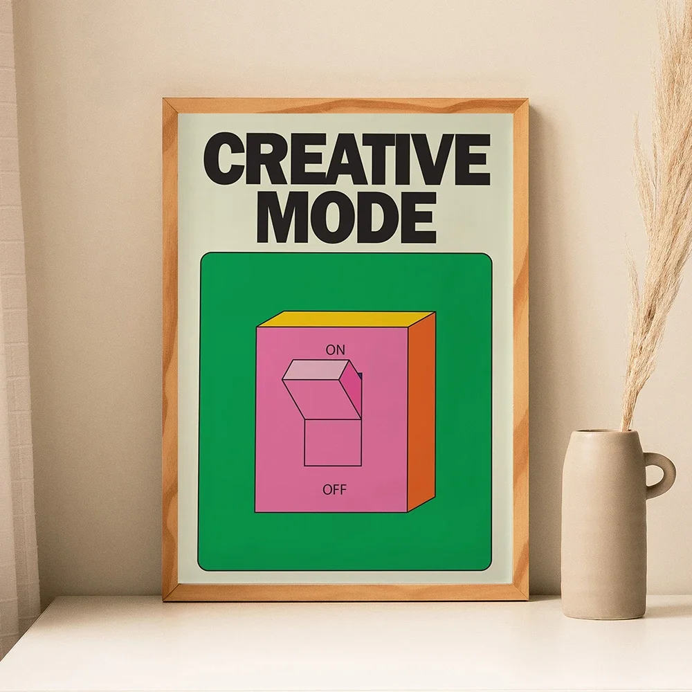 

Creative Mode Wall Print Colorful Poster Retro Pink Switch Wall Art Canvas Painting Trendy Room Decor Pictures for Living Room
