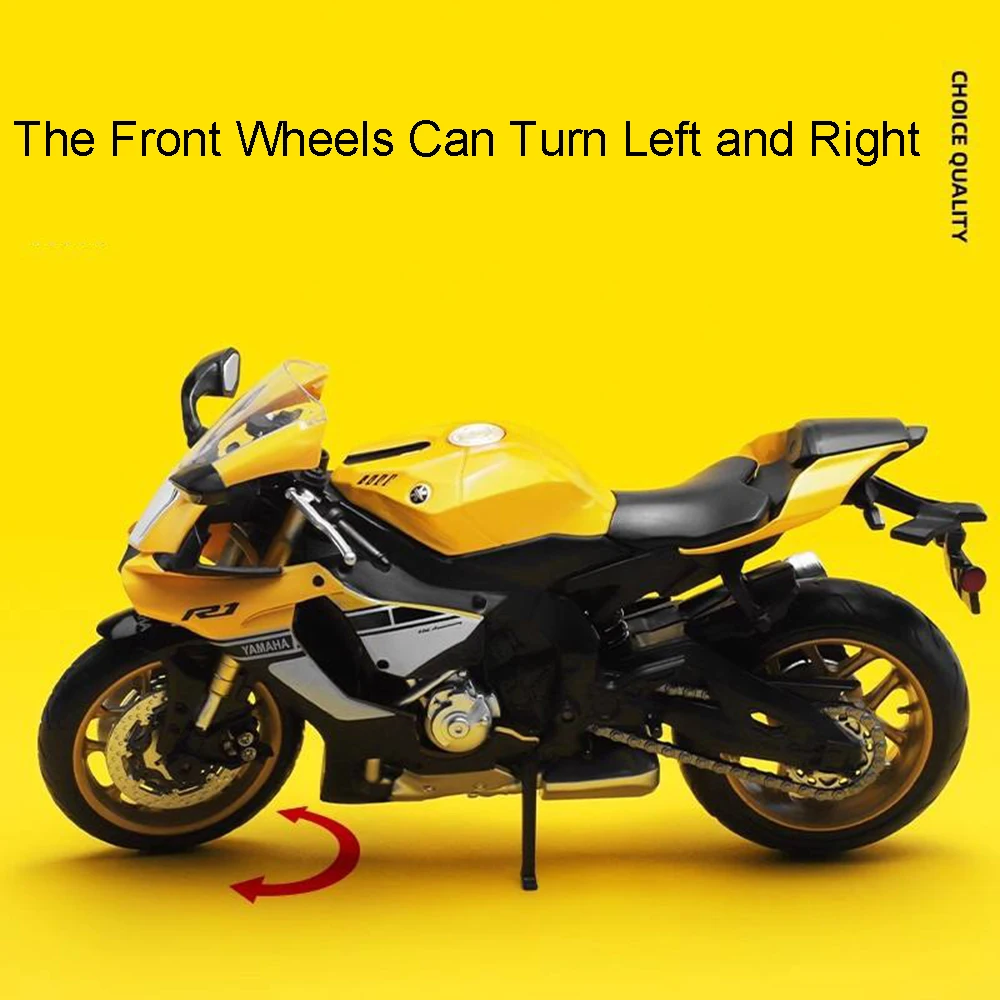 1:12 Yamaha YZF-R1 Motorcycle Model Toys Alloy Die-cast BMW R1250GS Shock Absorption Front Wheel Steering for Kids Edutainment