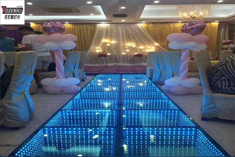 

8 pieces Waterproof IP65 Outdoor 3D LED Dance Floor Mirror Wires Stage light Dj for Wedding Party Festival Portable Dance Floors