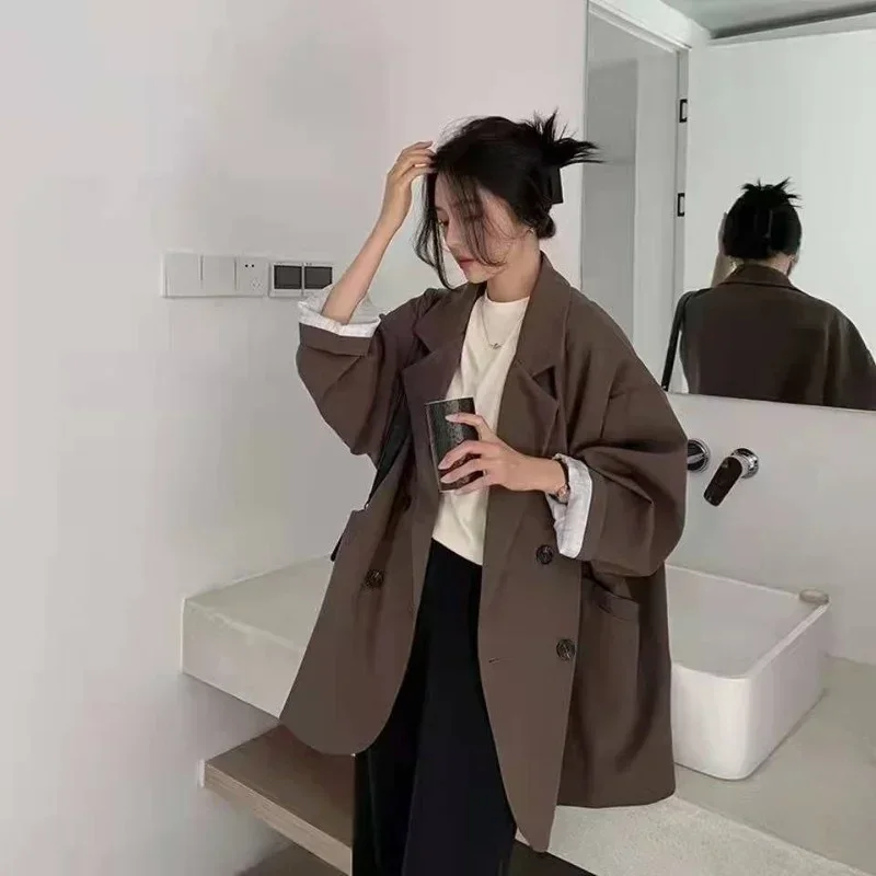 

Women's Large Blazer Coats Spring Autumn Fashion Korean Version Loose Top Coat Office Work Clothes Grace Fall Jacket for Women