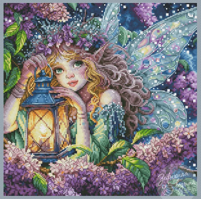 Cross Stitch Set Counted Cross Stitch Set,  Cross Stitch Kit  28ct 11ct 14ct 32ct Metallic aida 19 Lilac Elf 37-37