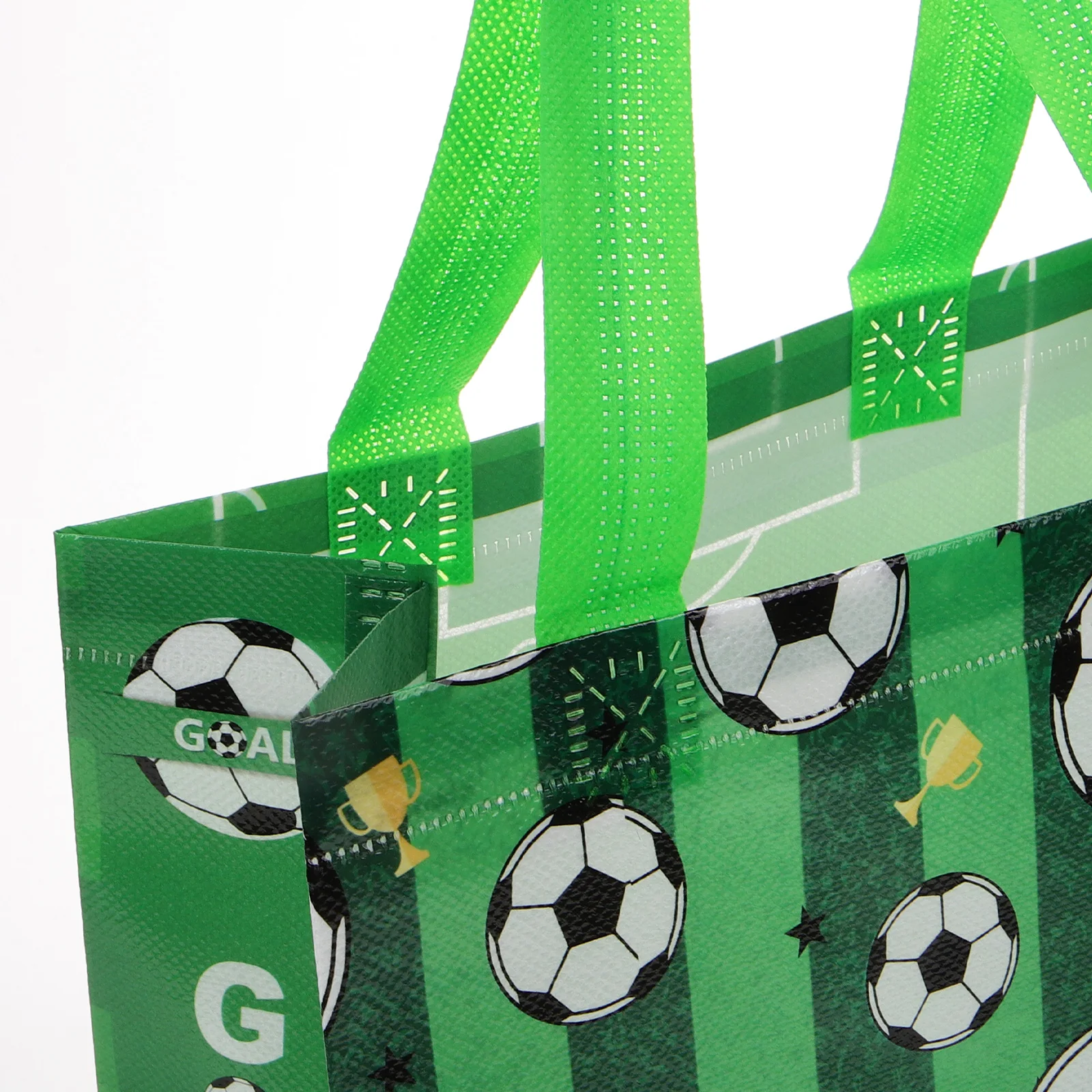 

12pcs Gift Bags Non-woven Fabrics Football Party Supplies Boys Storage Shopping Decorative Blank Surface Large Handle
