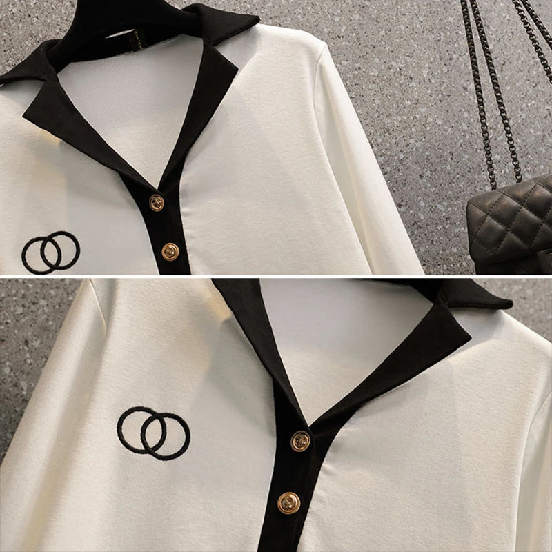 Big Size 80kg Korean 2 Piece Set Casual Long Sleeve Pullover Ensemble Femme Wide Leg Sweatpants Suit Woman New Loose Outfits