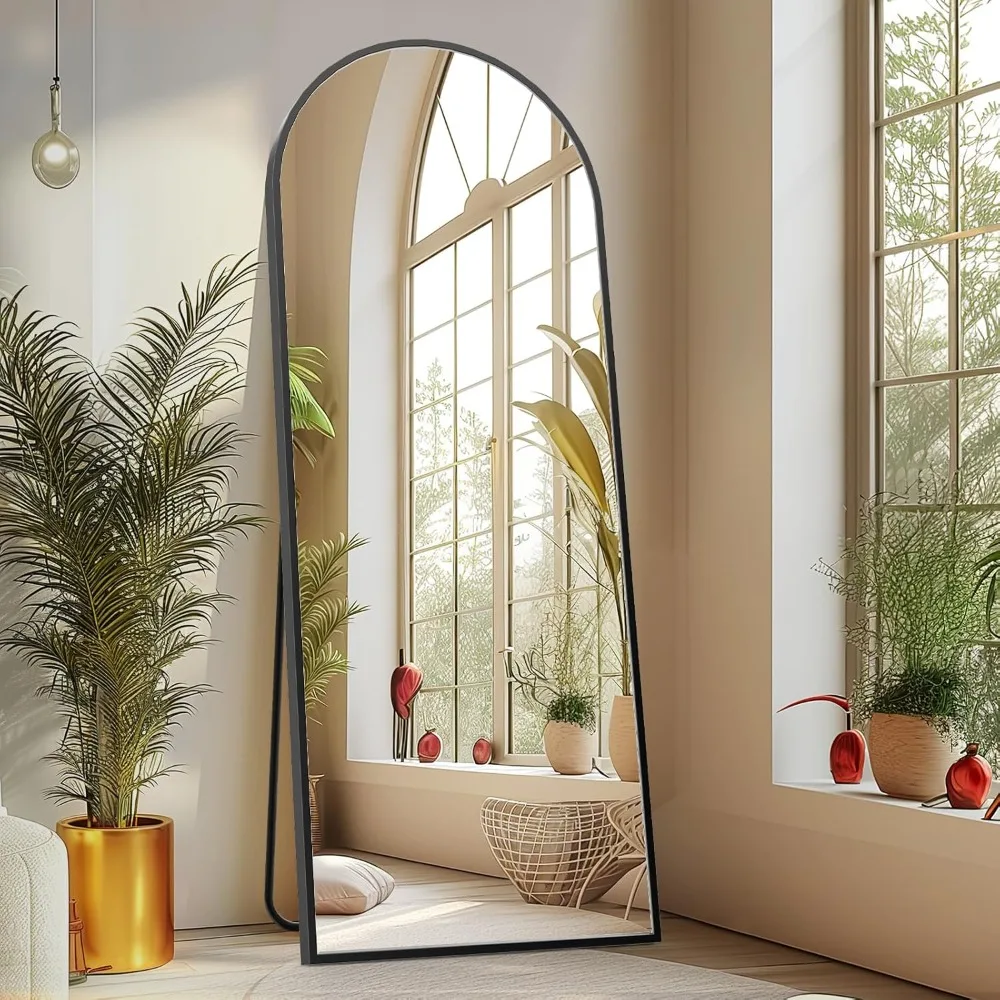 

Arched Full Length Mirror Full Body Floor Mirror Standing Hanging or Leaning Wall, Large Arch Wall Mirror with Stand Aluminum