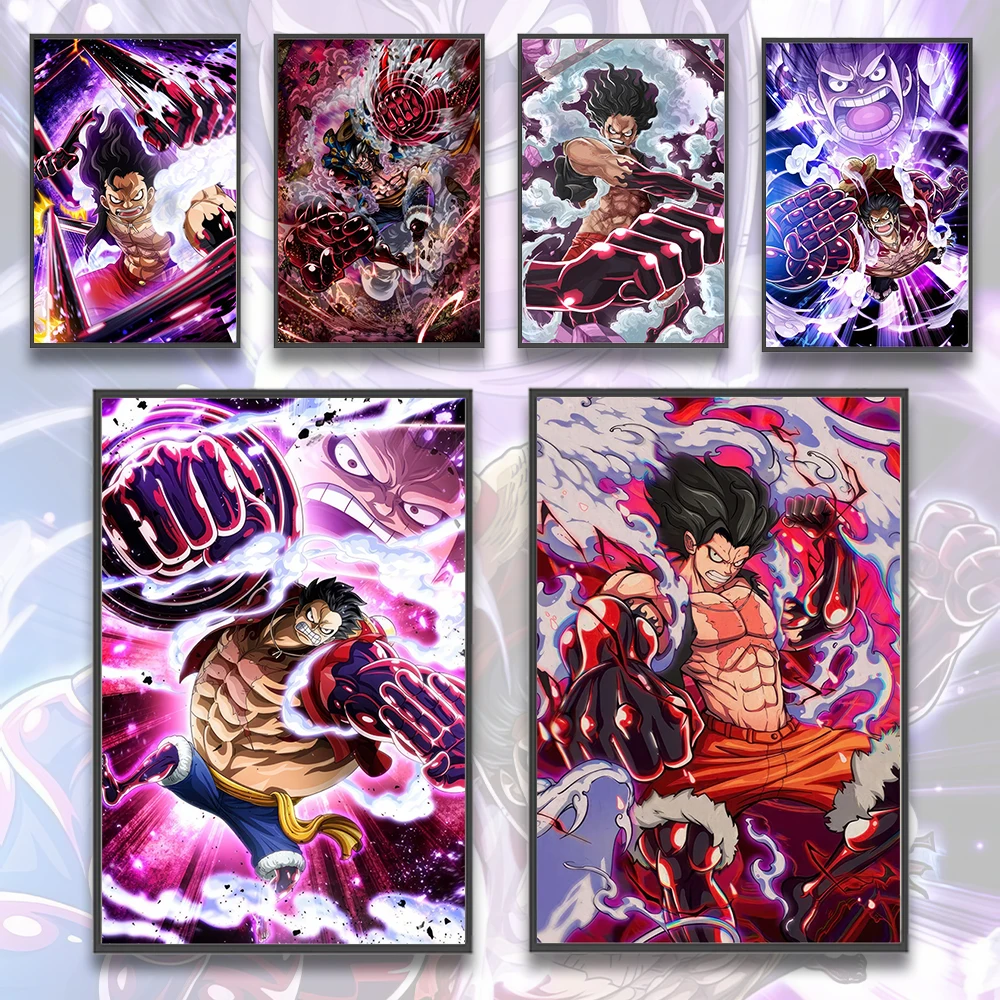 One Piece Luffy Self-adhesive Poster Gear 4 Wallpapr Cartoon Home Decoration Zoro Painting Anime Wall Art Classic Hot Blooded