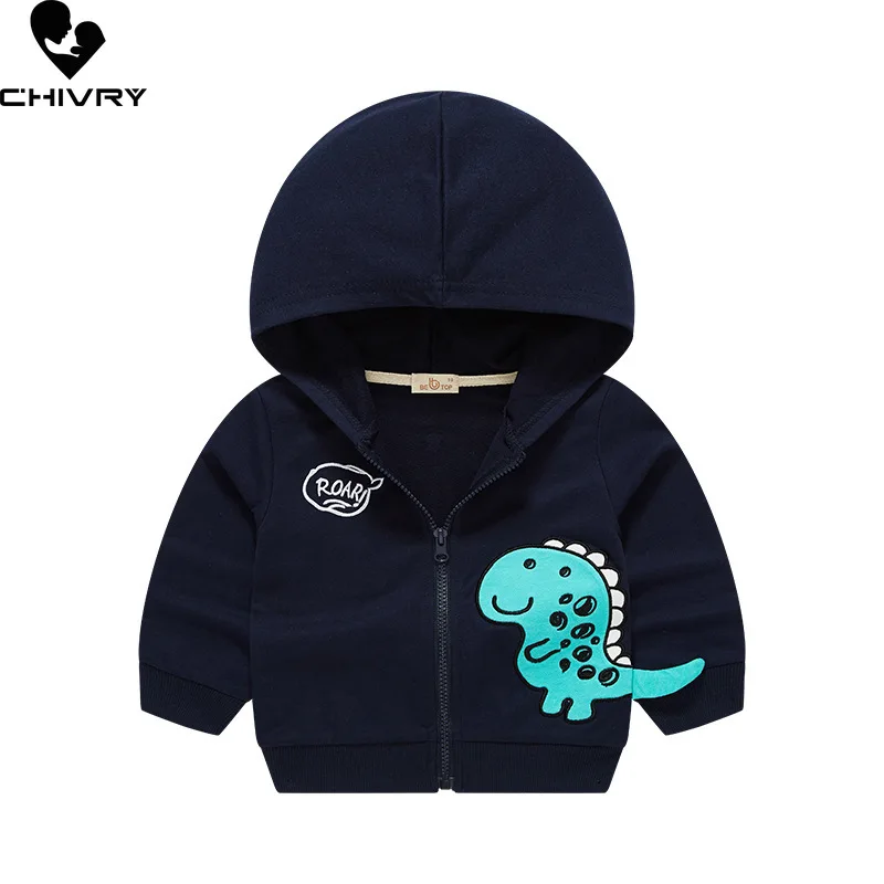 

New 2023 Kids Children's Cute Cartoon Dinosaur Zipper Knitted Hooded Coat Jackets Baby Boys Spring Autumn Fashion Hoodies Jacket