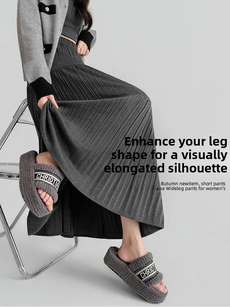 Ele falda acampanada de cintura alta para mujer Otoño Invierno Fce Cake Sle falda acampanada paraguas Falda plisada adelgazante