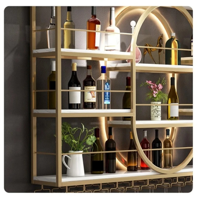 

Украшение для бара и ресторана, настенная витрина для красного вина, винная стойка для барной стойки, железные стеллажи для хранения винного шкафа