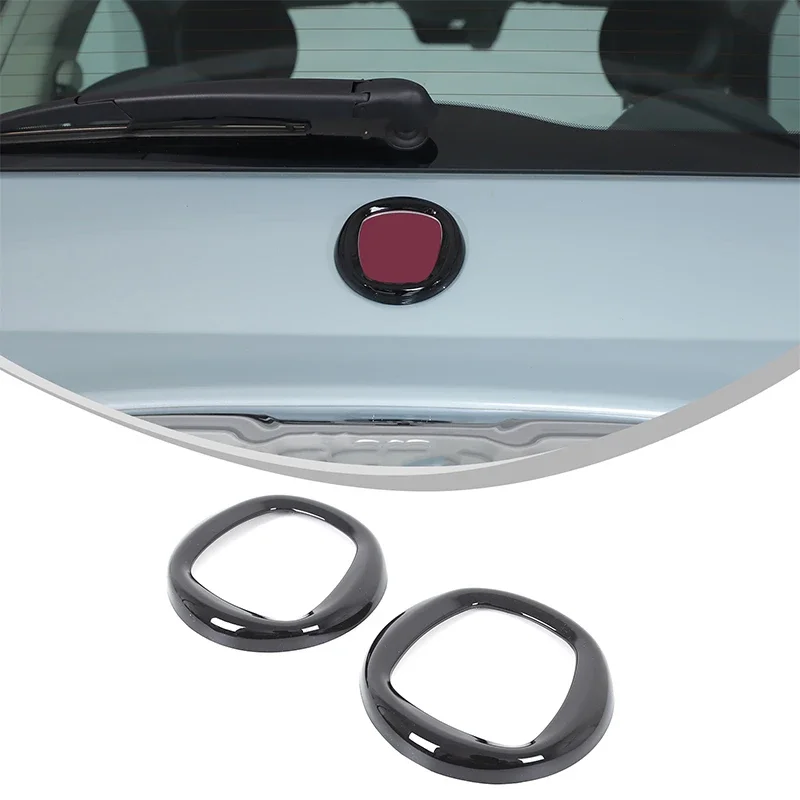 For Fiat 500 2016-2025 ABS Glossy Black Logo Decoration Ring Front And Rear Logo Cover Car Stickers