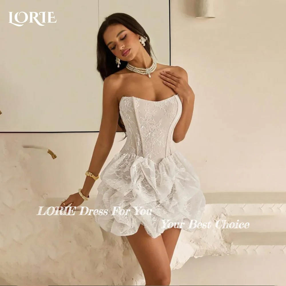 

LORIE Vintage Sexy Short Wedding Dress Ruffle Strapless Corset Mini Bridal Gown Princess Bride Gowns Customized Cocktail Dress