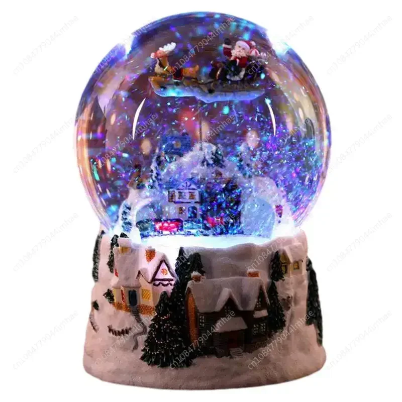 Snow Ball Musical Snow Globe Glow Light Crystall Water Globe Santa Claus Home Decoration Clockwork Type Christmas Accessories