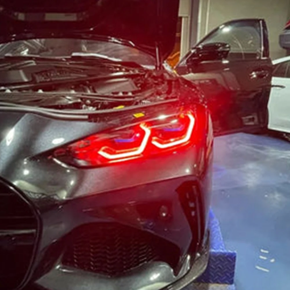 

Для BMW G80 G22 G82 G23 G26 M3 M4 Angel Eyes DRL Refit Красная сверхяркая лазерная фара дневного света Красный 2021-2024 ЕС США